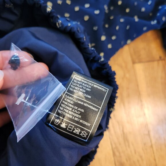 Jack by BB Dakota Blue Gold Dot Button Blouse XS Extra Small NWT - Picture 4 of 11